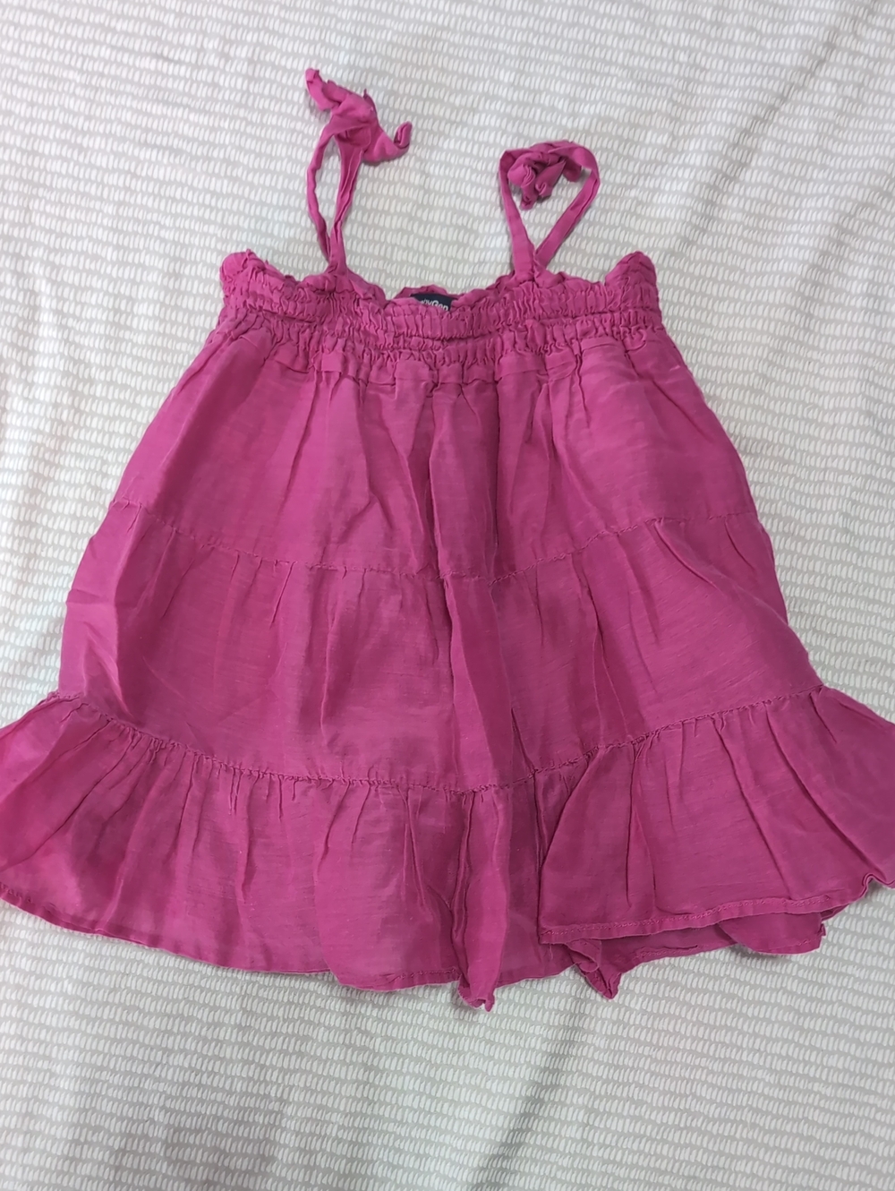 EUC Baby GAP Girls Fuchsia Tiered Sundress with Tie Straps 6-12 M *Q19